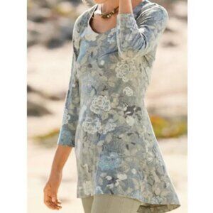 Peruvian Connection Capestrano Tunic Top Luxe Lounge Floral Pima Cotton Medium